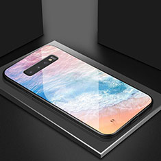 Custodia Silicone Gel Laterale Fantasia Modello Specchio Cover K07 per Samsung Galaxy S10 Plus Arancione