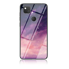 Custodia Silicone Gel Laterale Fantasia Modello Specchio Cover LS1 per Google Pixel 4a Viola