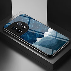 Custodia Silicone Gel Laterale Fantasia Modello Specchio Cover LS1 per OnePlus 11 5G Blu