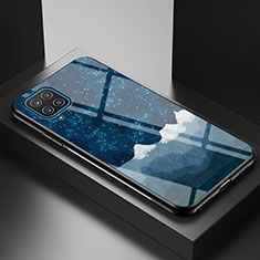 Custodia Silicone Gel Laterale Fantasia Modello Specchio Cover LS1 per Samsung Galaxy A12 5G Blu