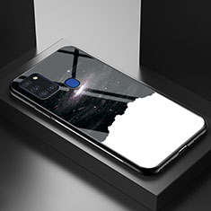 Custodia Silicone Gel Laterale Fantasia Modello Specchio Cover LS1 per Samsung Galaxy A21s Nero
