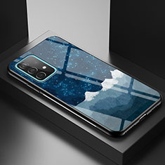 Custodia Silicone Gel Laterale Fantasia Modello Specchio Cover LS1 per Samsung Galaxy A52 5G Blu