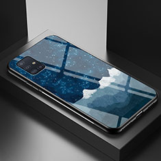 Custodia Silicone Gel Laterale Fantasia Modello Specchio Cover LS1 per Samsung Galaxy A71 5G Blu