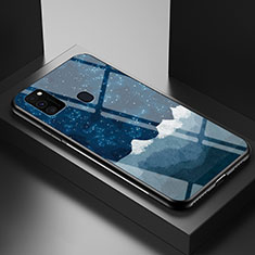Custodia Silicone Gel Laterale Fantasia Modello Specchio Cover LS1 per Samsung Galaxy M21 Blu