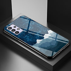 Custodia Silicone Gel Laterale Fantasia Modello Specchio Cover LS1 per Samsung Galaxy M32 5G Blu