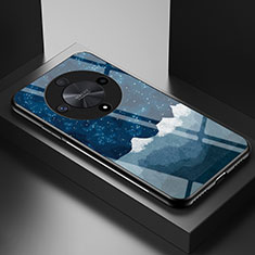 Custodia Silicone Gel Laterale Fantasia Modello Specchio Cover LS2 per Huawei Honor Magic6 Lite 5G Blu