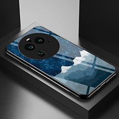 Custodia Silicone Gel Laterale Fantasia Modello Specchio Cover LS2 per Oppo Find X6 5G Blu