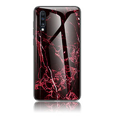 Custodia Silicone Gel Laterale Fantasia Modello Specchio Cover LS2 per Samsung Galaxy A70 Rosso