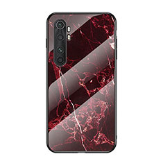 Custodia Silicone Gel Laterale Fantasia Modello Specchio Cover LS2 per Xiaomi Mi Note 10 Lite Rosso