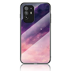 Custodia Silicone Gel Laterale Fantasia Modello Specchio Cover LS4 per Oppo F19 Pro+ Plus 5G Viola