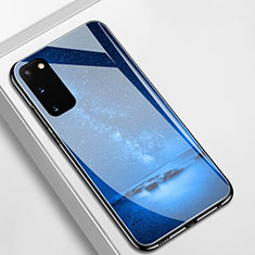 Custodia Silicone Gel Laterale Fantasia Modello Specchio Cover M01 per Samsung Galaxy S20 Blu