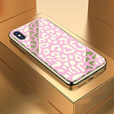 Custodia Silicone Gel Laterale Fantasia Modello Specchio Cover per Apple iPhone Xs Oro Rosa