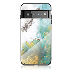Custodia Silicone Gel Laterale Fantasia Modello Specchio Cover per Google Pixel 6 Pro 5G Verde