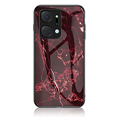 Custodia Silicone Gel Laterale Fantasia Modello Specchio Cover per Huawei Honor X7a Rosso