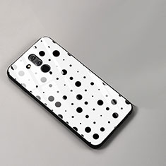 Custodia Silicone Gel Laterale Fantasia Modello Specchio Cover per Huawei Mate 20 Lite Bianco