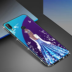 Custodia Silicone Gel Laterale Fantasia Modello Specchio Cover per Huawei P20 Lite Blu