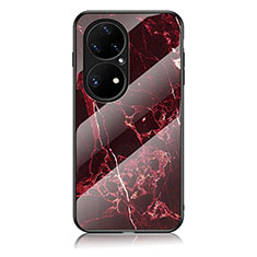 Custodia Silicone Gel Laterale Fantasia Modello Specchio Cover per Huawei P50 Pro Rosso