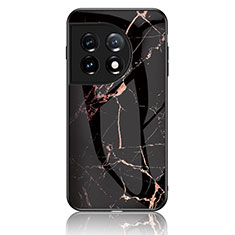 Custodia Silicone Gel Laterale Fantasia Modello Specchio Cover per OnePlus 11 5G Oro e Nero