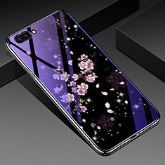 Custodia Silicone Gel Laterale Fantasia Modello Specchio Cover per Oppo A12e Viola e Nero