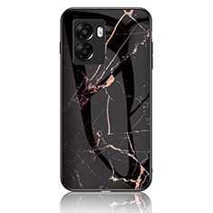 Custodia Silicone Gel Laterale Fantasia Modello Specchio Cover per Oppo A77 5G Oro e Nero