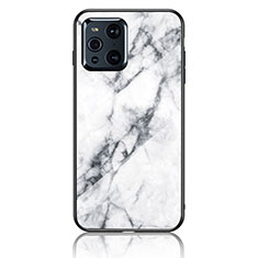 Custodia Silicone Gel Laterale Fantasia Modello Specchio Cover per Oppo Find X3 Pro 5G Bianco