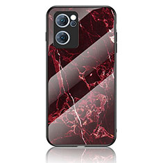 Custodia Silicone Gel Laterale Fantasia Modello Specchio Cover per Oppo Find X5 Lite 5G Rosso