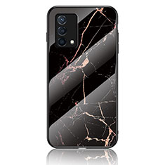 Custodia Silicone Gel Laterale Fantasia Modello Specchio Cover per Oppo K9 5G Oro e Nero