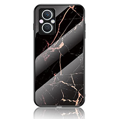 Custodia Silicone Gel Laterale Fantasia Modello Specchio Cover per Oppo Reno7 Lite 5G Oro e Nero