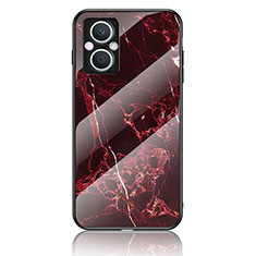 Custodia Silicone Gel Laterale Fantasia Modello Specchio Cover per Oppo Reno7 Lite 5G Rosso