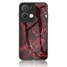 Custodia Silicone Gel Laterale Fantasia Modello Specchio Cover per Oppo Reno8 Pro 5G Rosso