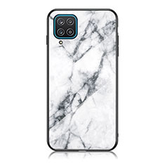Custodia Silicone Gel Laterale Fantasia Modello Specchio Cover per Samsung Galaxy A12 Bianco