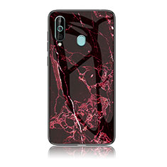 Custodia Silicone Gel Laterale Fantasia Modello Specchio Cover per Samsung Galaxy A60 Rosso