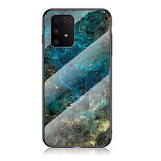 Custodia Silicone Gel Laterale Fantasia Modello Specchio Cover per Samsung Galaxy A91 Blu
