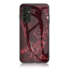 Custodia Silicone Gel Laterale Fantasia Modello Specchio Cover per Samsung Galaxy F13 4G Rosso