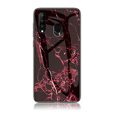 Custodia Silicone Gel Laterale Fantasia Modello Specchio Cover per Samsung Galaxy M30 Rosso