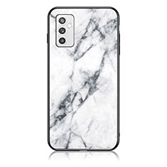 Custodia Silicone Gel Laterale Fantasia Modello Specchio Cover per Samsung Galaxy M52 5G Bianco