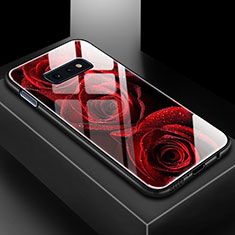 Custodia Silicone Gel Laterale Fantasia Modello Specchio Cover per Samsung Galaxy S10e Rosso Rosa