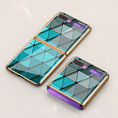 Custodia Silicone Gel Laterale Fantasia Modello Specchio Cover per Samsung Galaxy Z Flip 5G Ciano