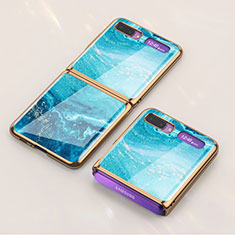 Custodia Silicone Gel Laterale Fantasia Modello Specchio Cover per Samsung Galaxy Z Flip 5G Cielo Blu