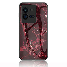 Custodia Silicone Gel Laterale Fantasia Modello Specchio Cover per Vivo iQOO 10 Pro 5G Rosso