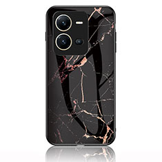 Custodia Silicone Gel Laterale Fantasia Modello Specchio Cover per Vivo X80 Lite 5G Oro e Nero