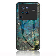 Custodia Silicone Gel Laterale Fantasia Modello Specchio Cover per Vivo X80 Pro 5G Blu