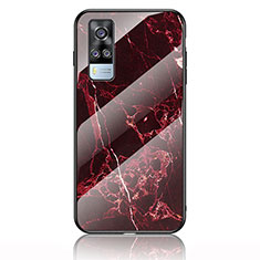 Custodia Silicone Gel Laterale Fantasia Modello Specchio Cover per Vivo Y51 (2021) Rosso