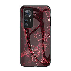Custodia Silicone Gel Laterale Fantasia Modello Specchio Cover per Xiaomi Mi 12T 5G Rosso