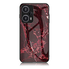 Custodia Silicone Gel Laterale Fantasia Modello Specchio Cover per Xiaomi Poco F5 5G Rosso