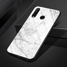 Custodia Silicone Gel Laterale Fantasia Modello Specchio Cover S01 per Huawei P30 Lite New Edition Bianco