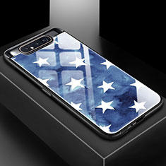 Custodia Silicone Gel Laterale Fantasia Modello Specchio Cover S01 per Samsung Galaxy A90 4G Blu