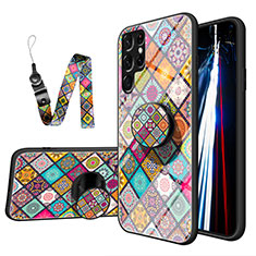 Custodia Silicone Gel Laterale Fantasia Modello Specchio Cover S01 per Samsung Galaxy S22 Ultra 5G Multicolore