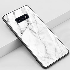 Custodia Silicone Gel Laterale Fantasia Modello Specchio Cover S03 per Samsung Galaxy S10e Bianco