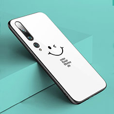 Custodia Silicone Gel Laterale Fantasia Modello Specchio Cover S03 per Xiaomi Mi 10 Bianco